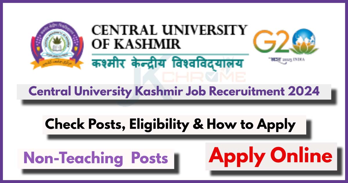 Central University Kashmir Recruitment 2024 Notification Out