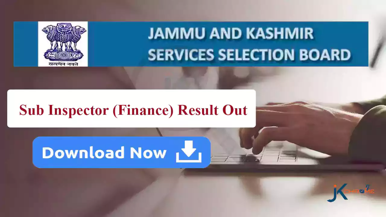 JKSSB Sub Inspector (Finance) Result Out: Check SI Result
