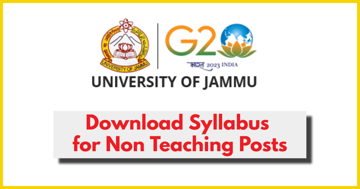 Jammu University Syllabus for Steno-typist, Data Entry Operator, Junior Assistant and Section Cutter