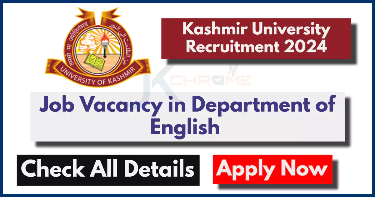 Kashmir University Department of English Recruitment 2024 Notification PDF Out