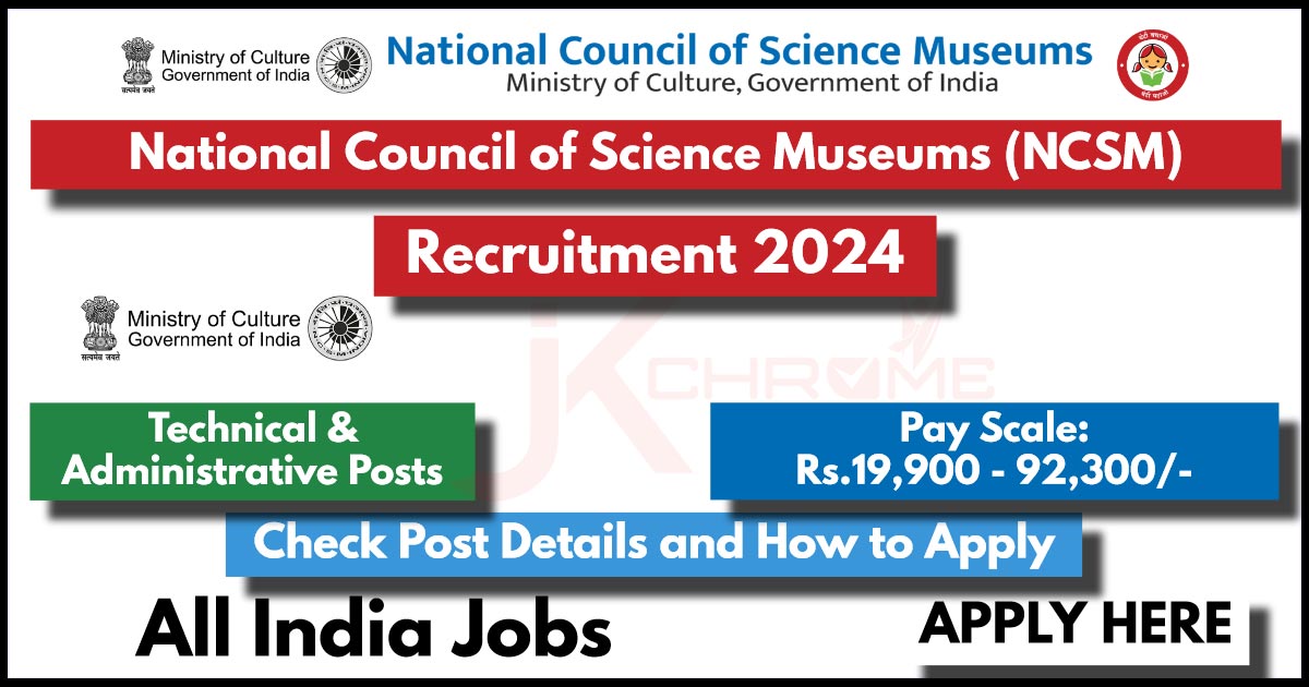 National Council of Science Museums Recruitment 2024