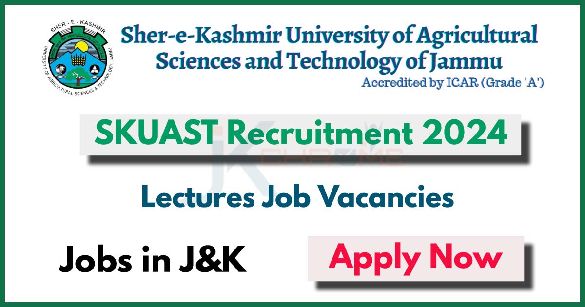 SKUAST Jammu Guest Faculty Recruitment 2024