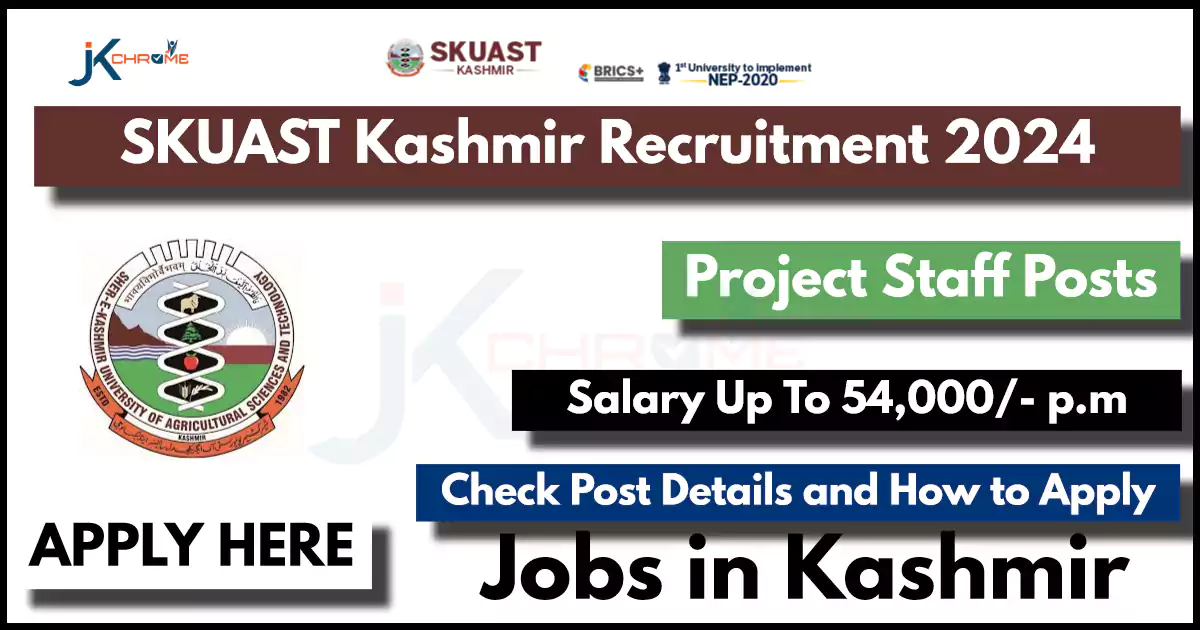 SKUAST Kashmir Division of Wildlife Sciences Recruitment 2024: Check Posts, How to Apply