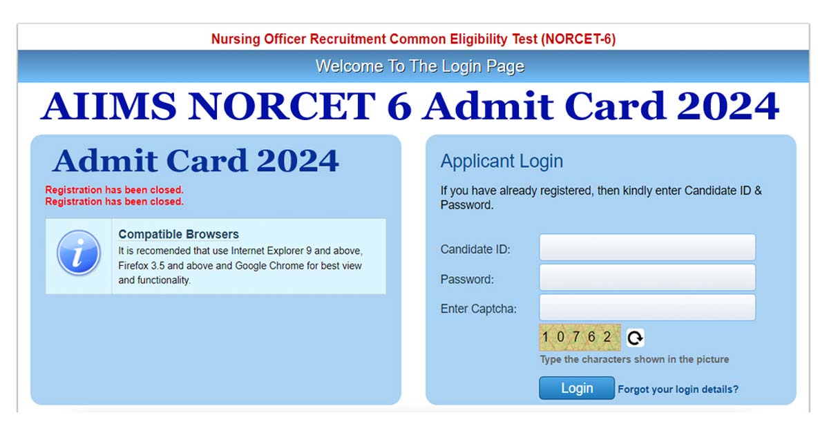 AIIMS NORCET 2024 Admit card: Know How to download