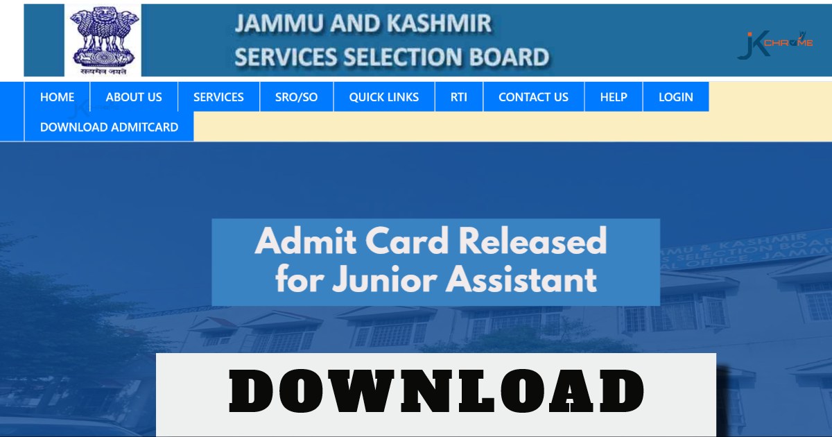 JKSSB Admit Card 2024 Released for Junior Assistant Typing Test | Check Details