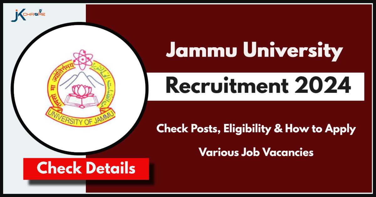 Jammu University Recruitment 2024: Check Vacancy Details and Apply Online