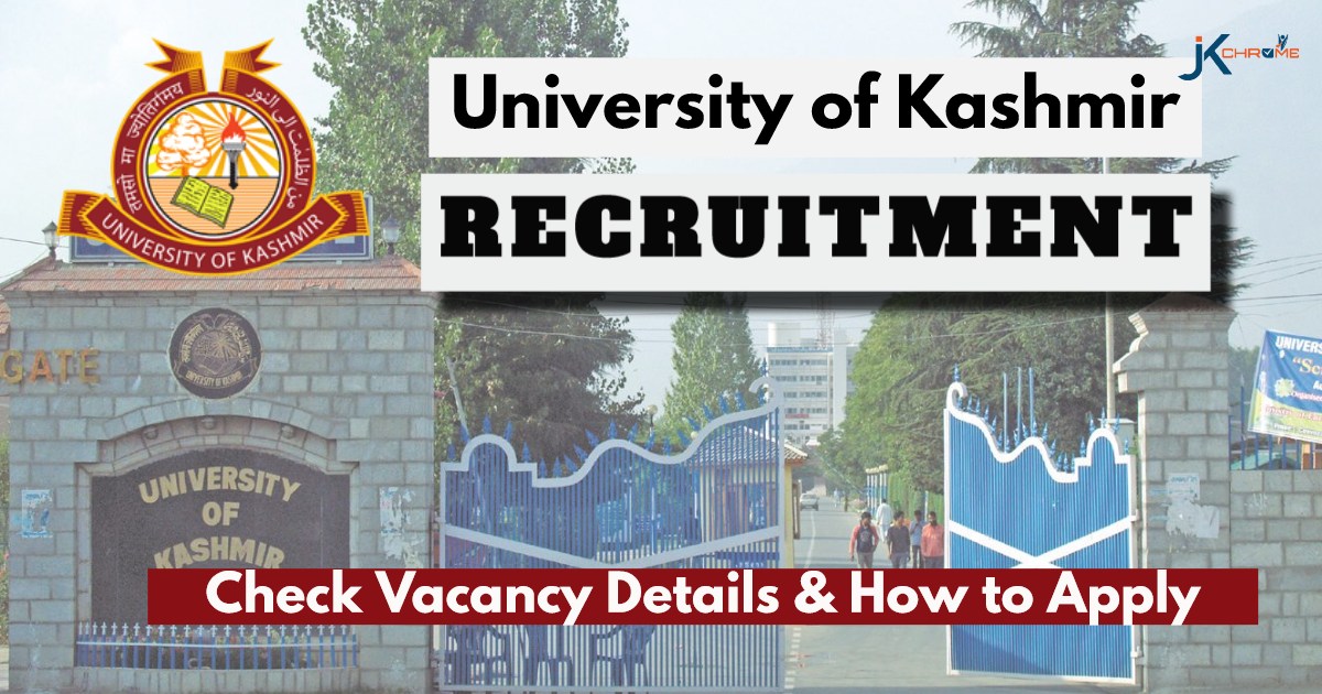 Kashmir University Recruitment 2024 in Department of Biotechnology
