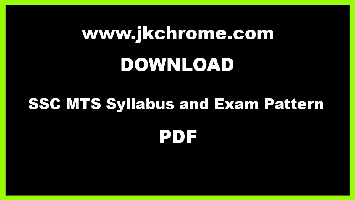 SSC MTS Syllabus PDF and Exam Pattern