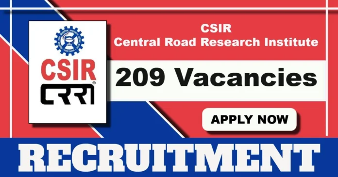CSIR-CRRI Notification 2025 Out for 209 Junior Secretariat Assistant and Stenographer Posts
