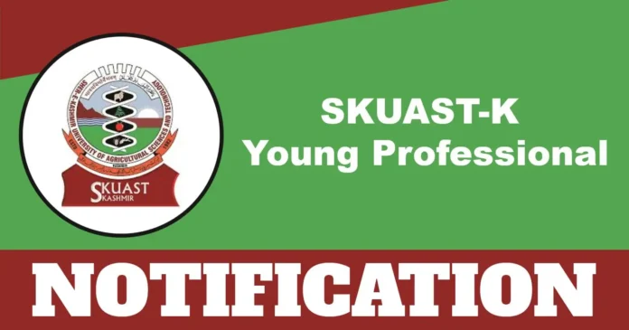 SKUAST-K Young Professional-II Post 2025 Notification Out for Aquatic Animal Health Project